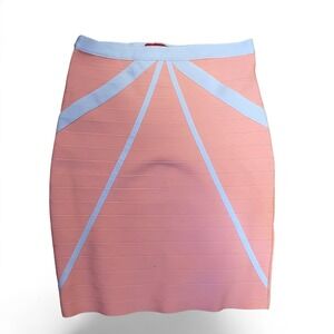 Sunburst Sculpting Bandage Mini Skirt M Coral Peach Snatching Hourglass Baddie